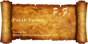 Patik Ferenc névjegykártya